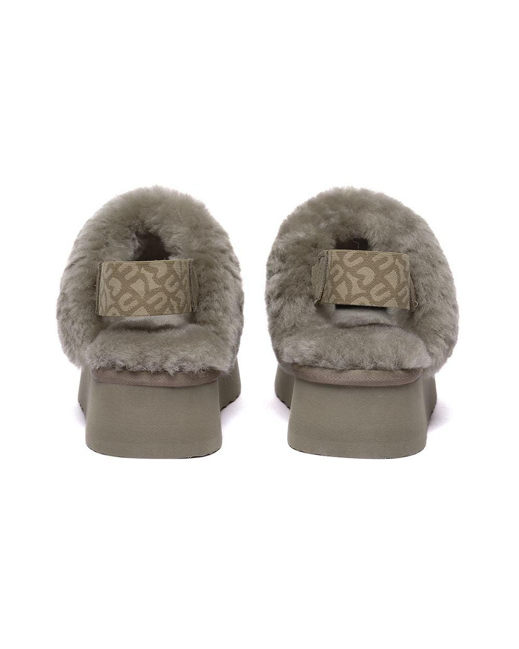EverAu Australia Gray Real Sheepskin Wagtail Removable Strap Platform Slippers With Eva Sole