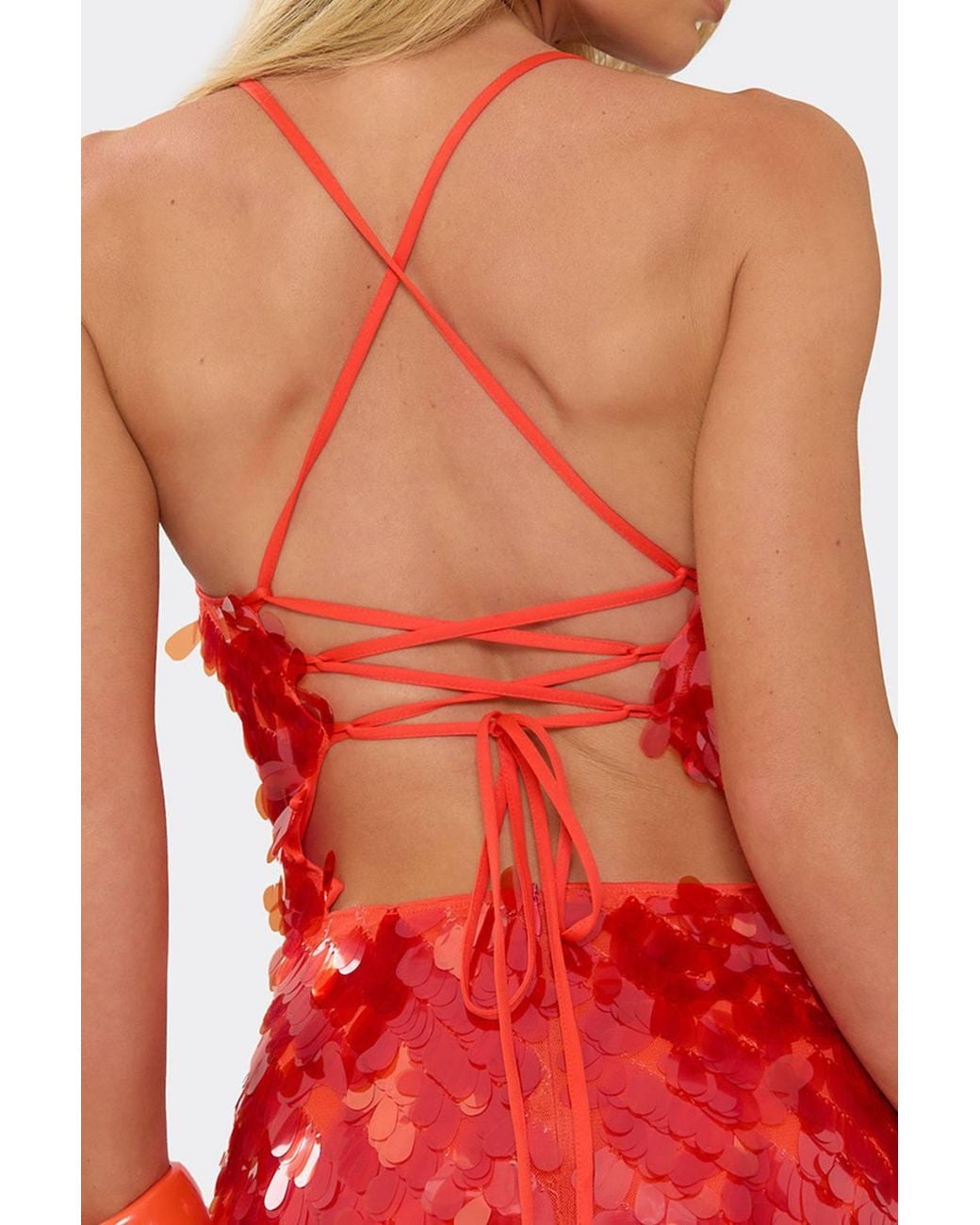 EGO Red Strappy Tie Back Mini Dress