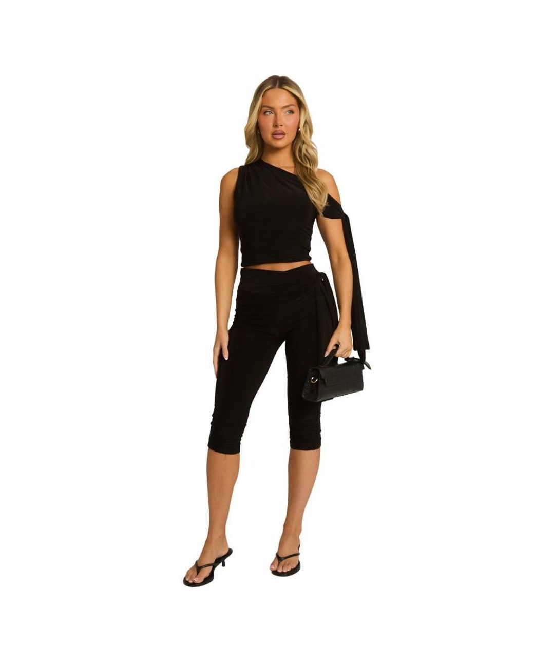 Rebellious Fashion Pink Tie Shoulder Top & Capri Pants Co-Ord Set