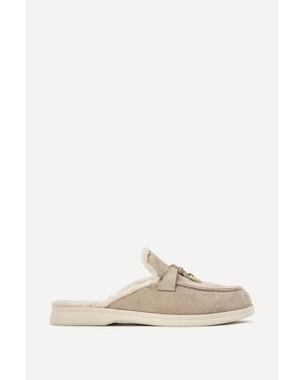 Linzi Natural Dover Mocha Faux Fur Mule Loafers
