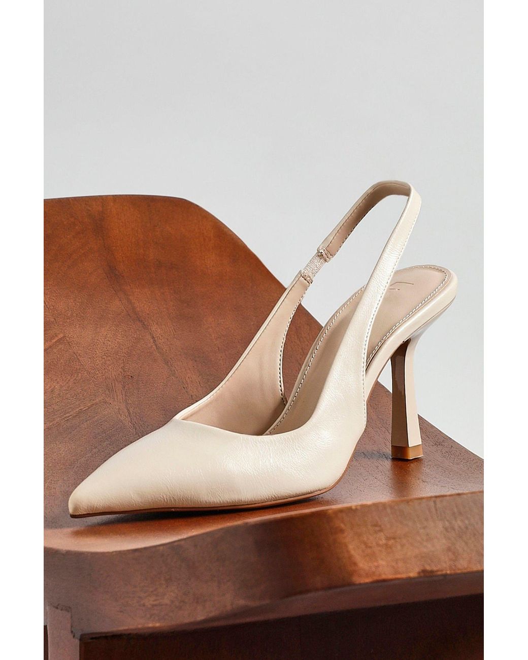 Linzi White Dash Faux Leather Court Heels