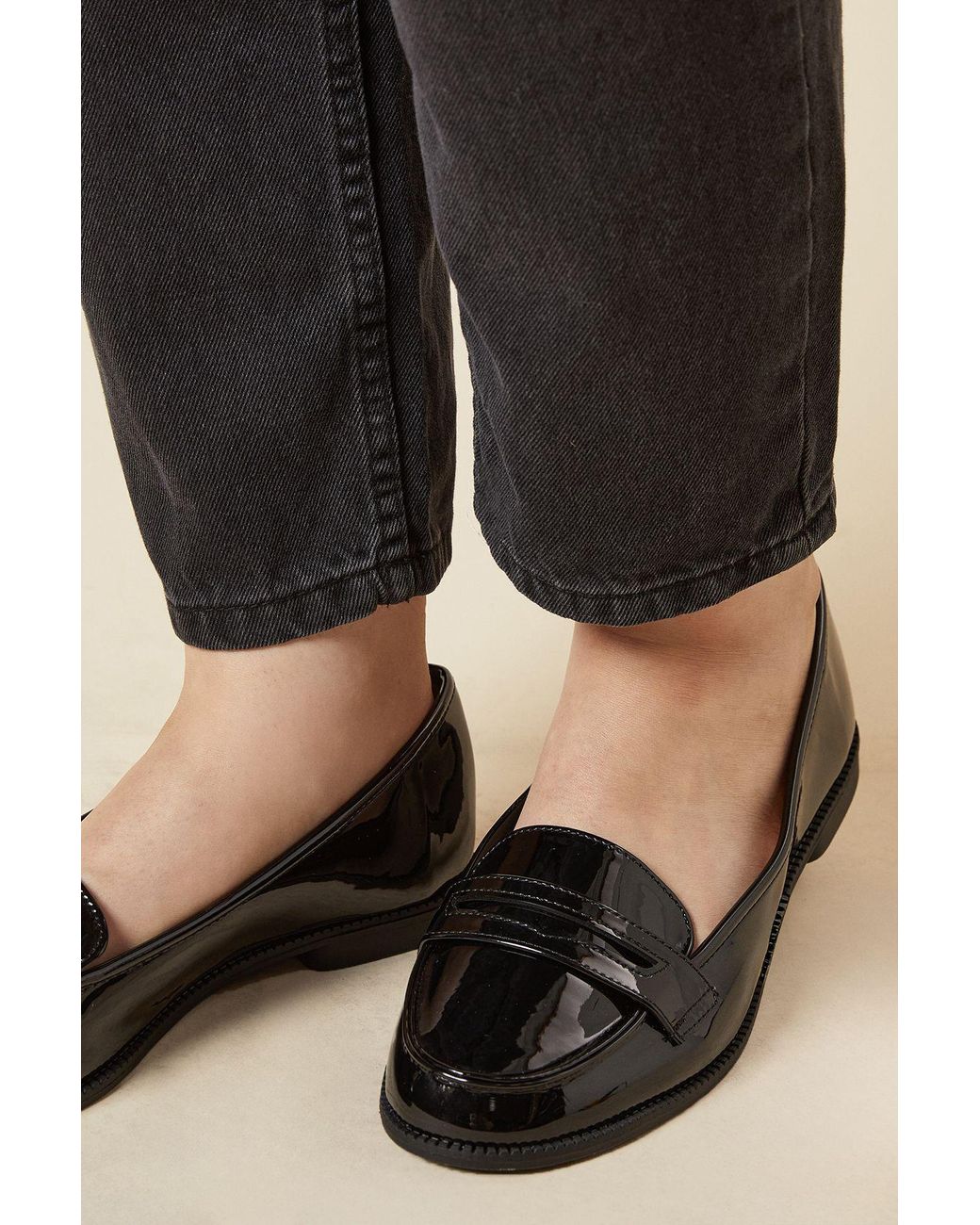 Dorothy Perkins Black Wide Fit Lara Penny Loafers
