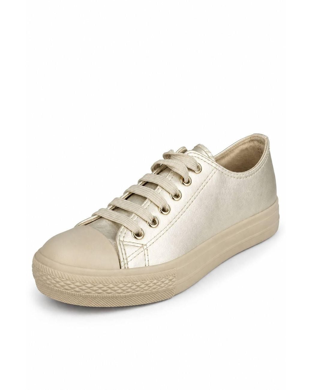 Spot on Natural Metallic Lace Up Casual Trainers