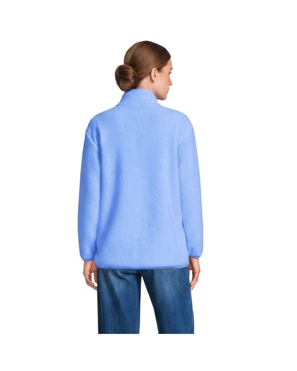 Lands' End Blue Sherpa Fleece Full Zip Jacket