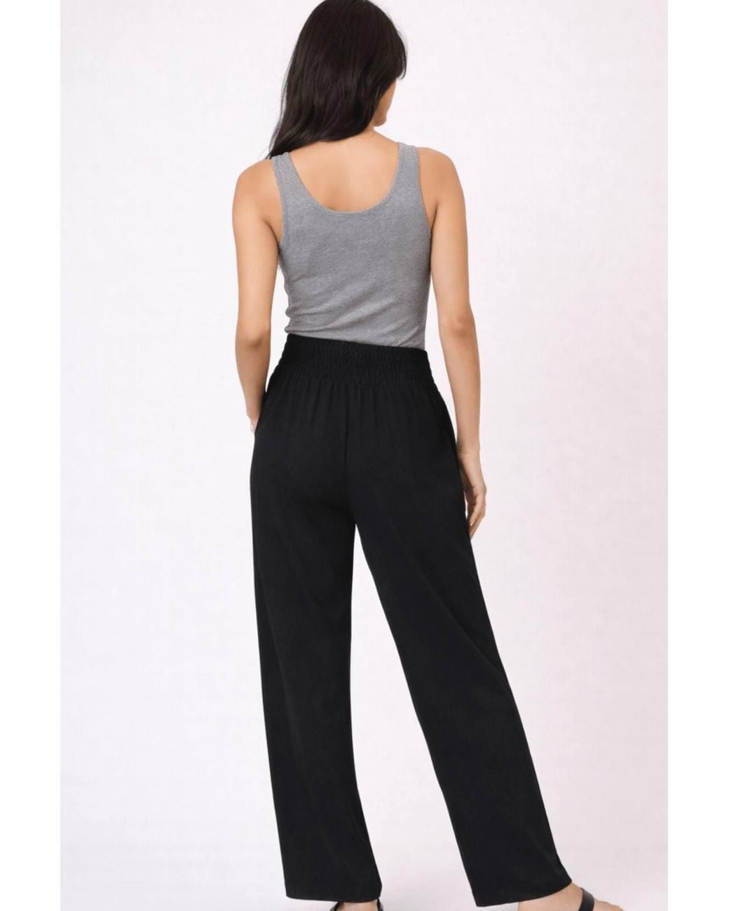 Style Cheat Black Shirred Waist Trousers