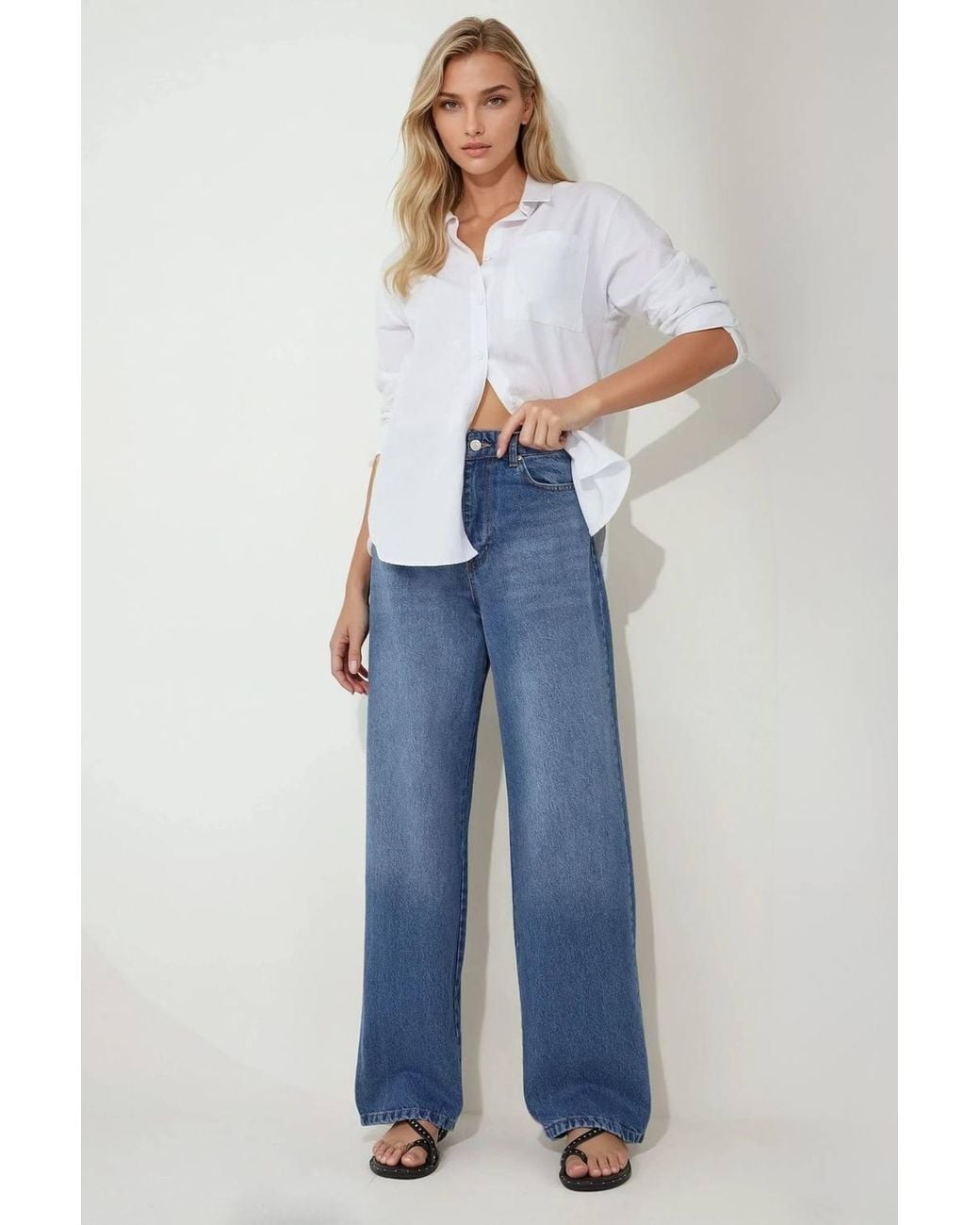 Hiccup Blue Baggy Fit Denim Jeans