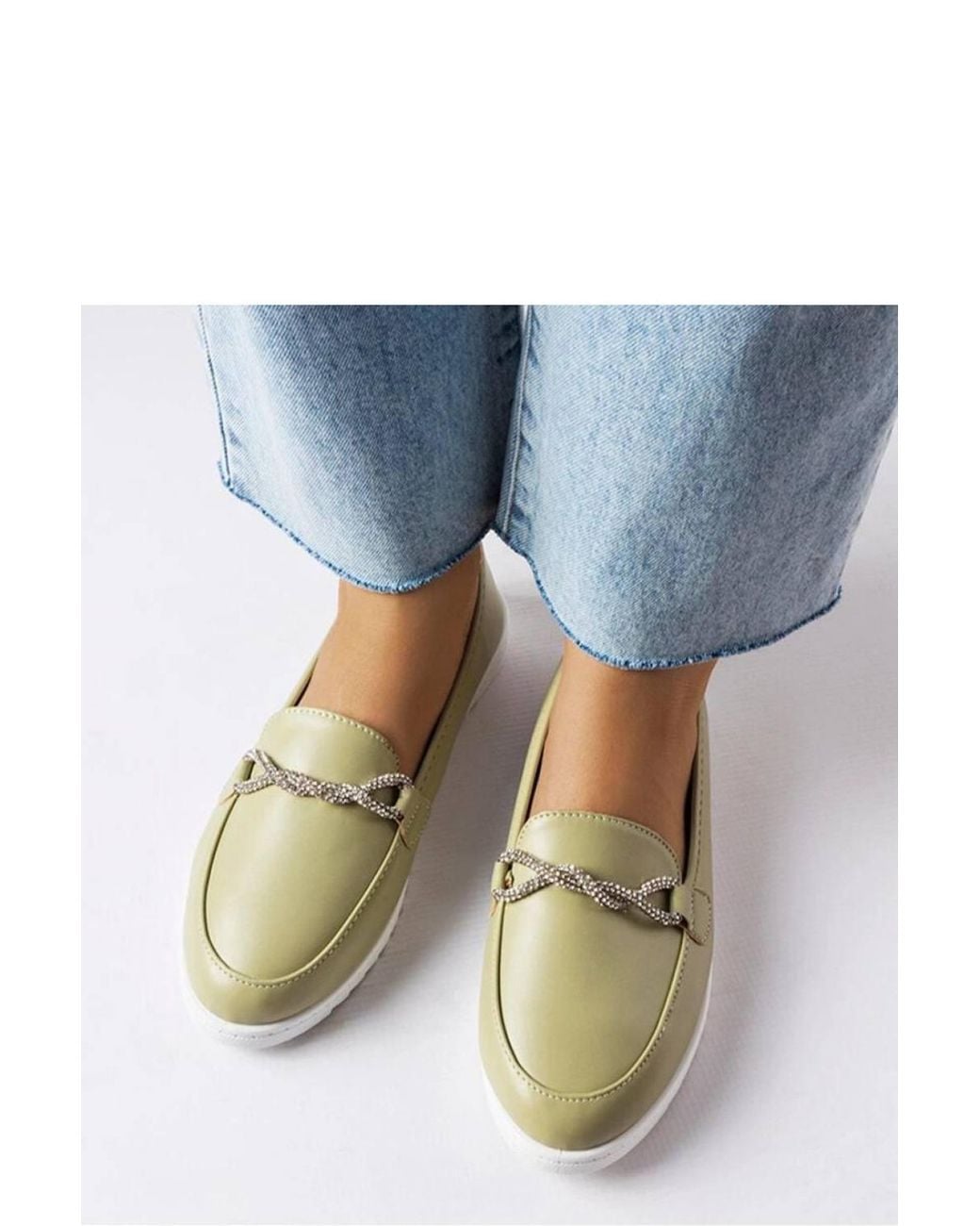 Love Lace Blue Paola Slip On Rubber Moccasins With Zircon Detail Summer