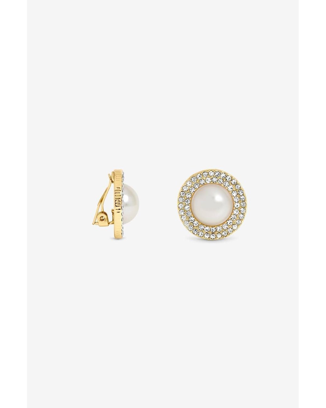 Jon Richard Metallic Plated Pearl & Crystal Clip Earrings