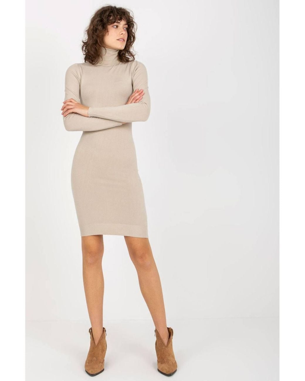 Love Lace White Slim Fit Knitted Long Sleeve Jumper Dress