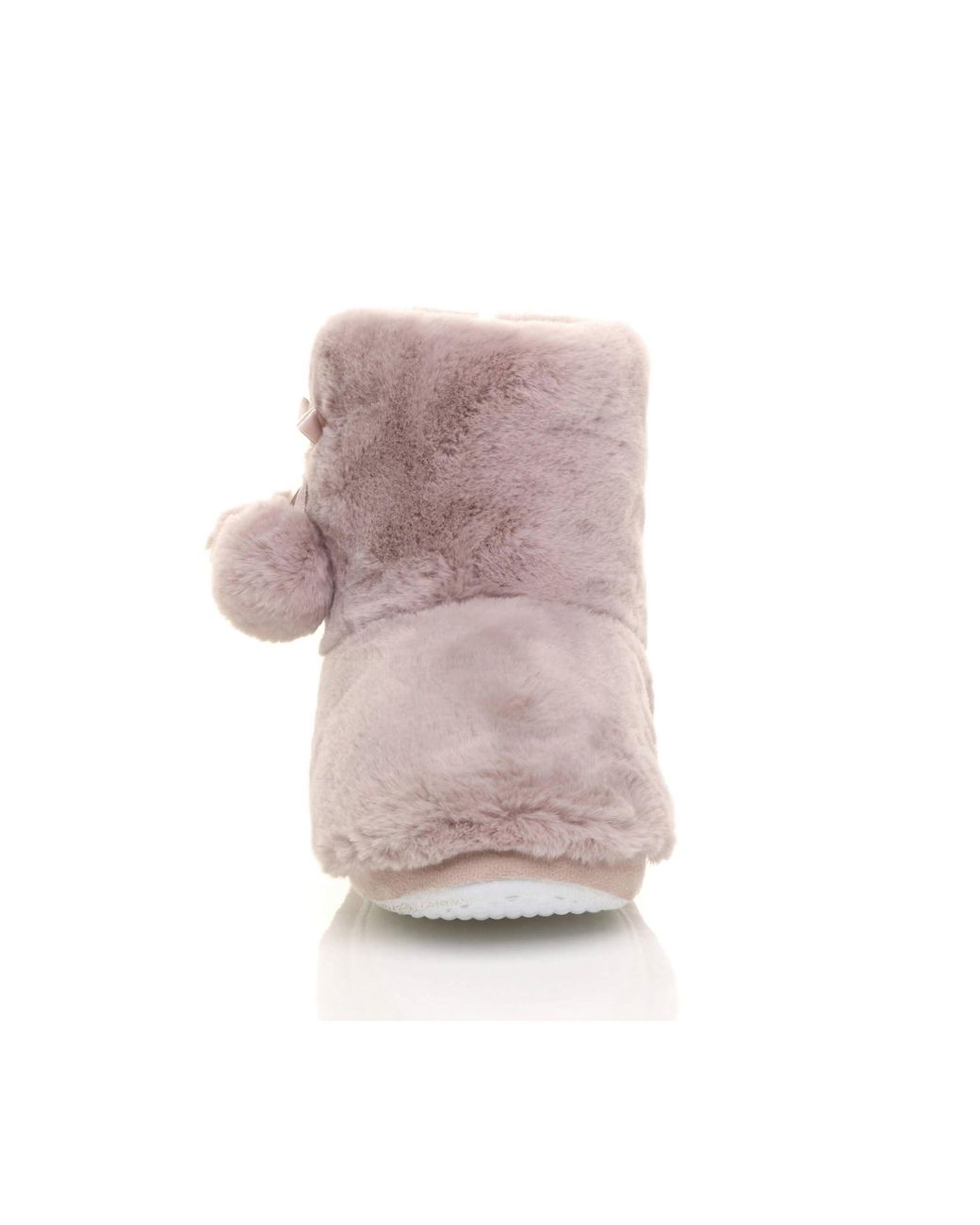 AJVANI Pink Faux Fur Lined Slip On Memory Foam Mules Slippers