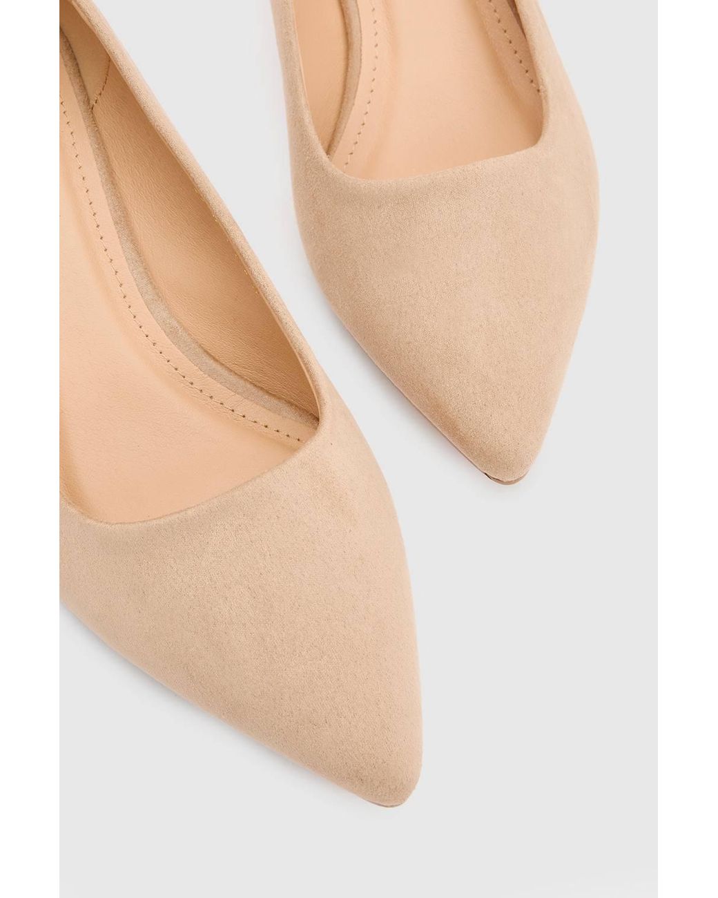 Dorothy Perkins Blue Dove Faux Suede Kitten Heel Court Shoes