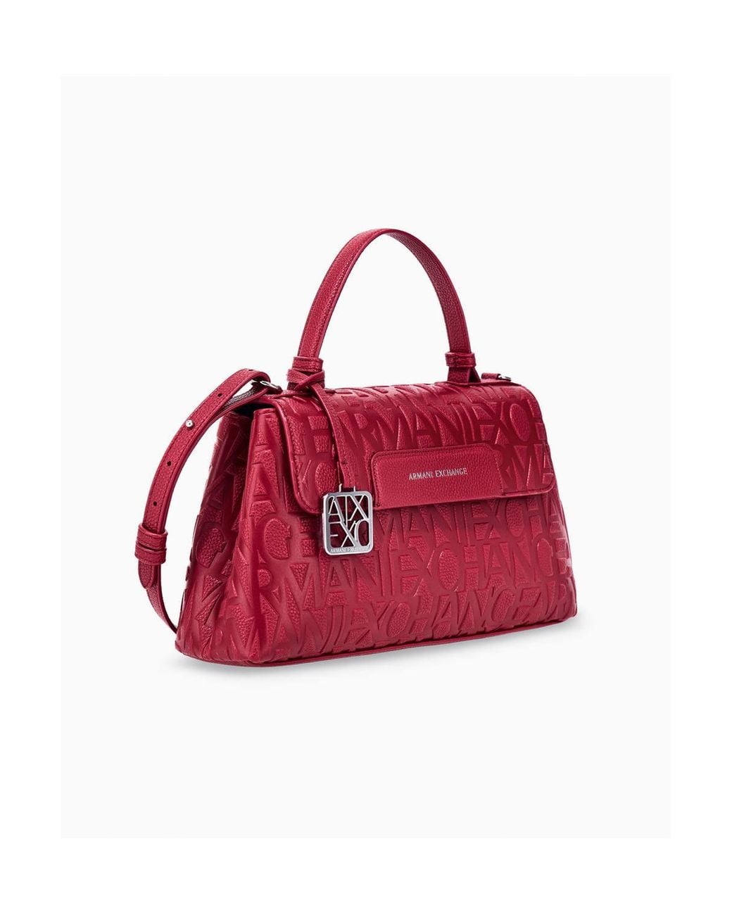 ARMANI EXCHANGE Red Liz Pebble Leather Top Handle Bag Opera