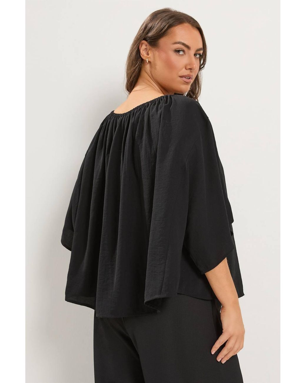 Yours Black Bardot Cape Top