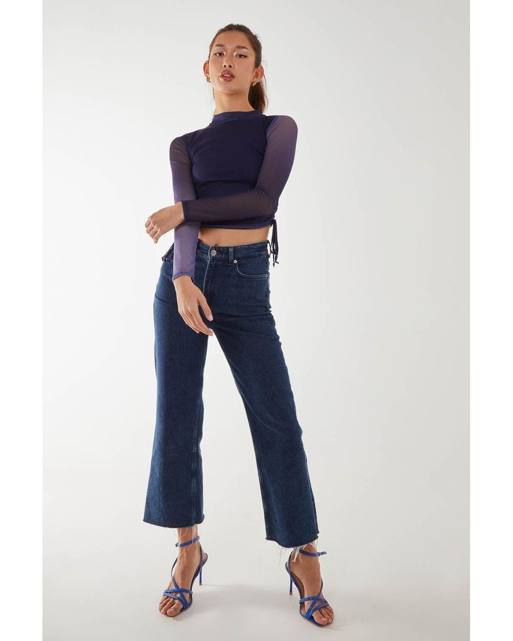 Pink Vanilla Blue Long Sleeve Ombre Mesh Top