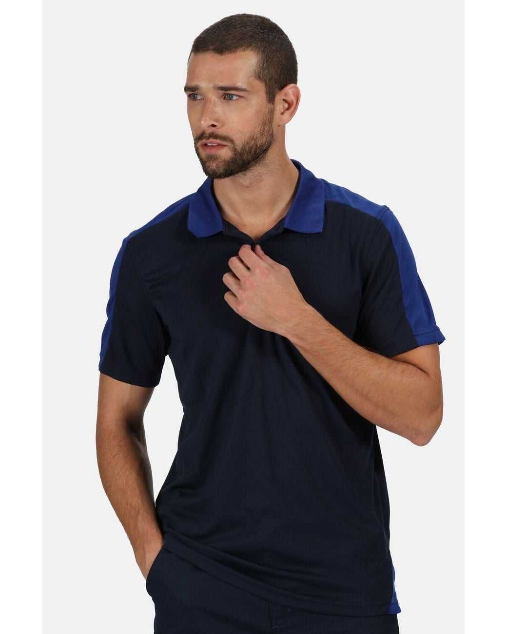 Regatta Blue Contrast Wicking Polo Shirt for men