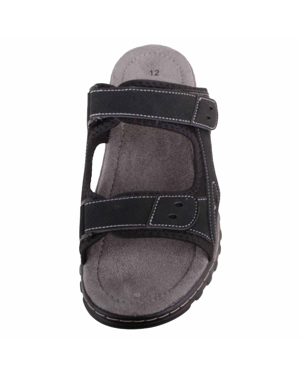 Absolute Footwear Black Ultra Lightweight Touch & Close Twin Strap Slip On Mule Sandals for men