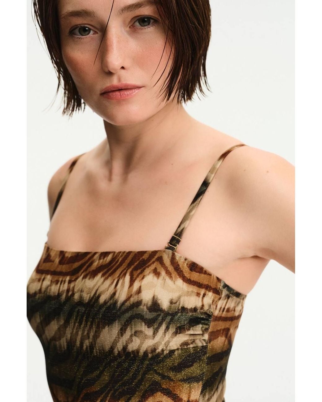 Penti Multicolor Cesira Strapless Zebra Pattern Shimmer Swimsuit