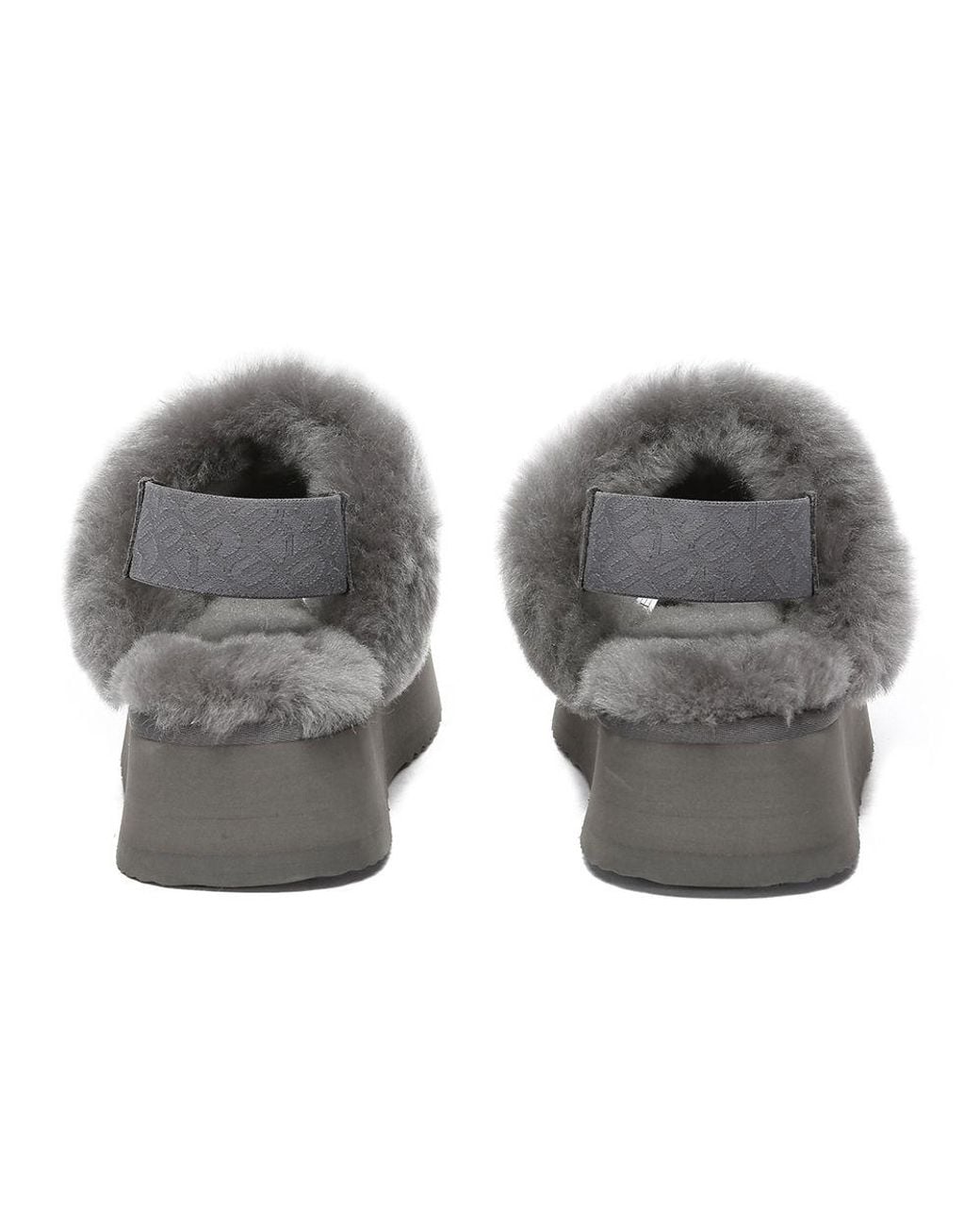 EverAu Australia Gray Real Sheepskin Wagtail Removable Strap Platform Slippers With Eva Sole