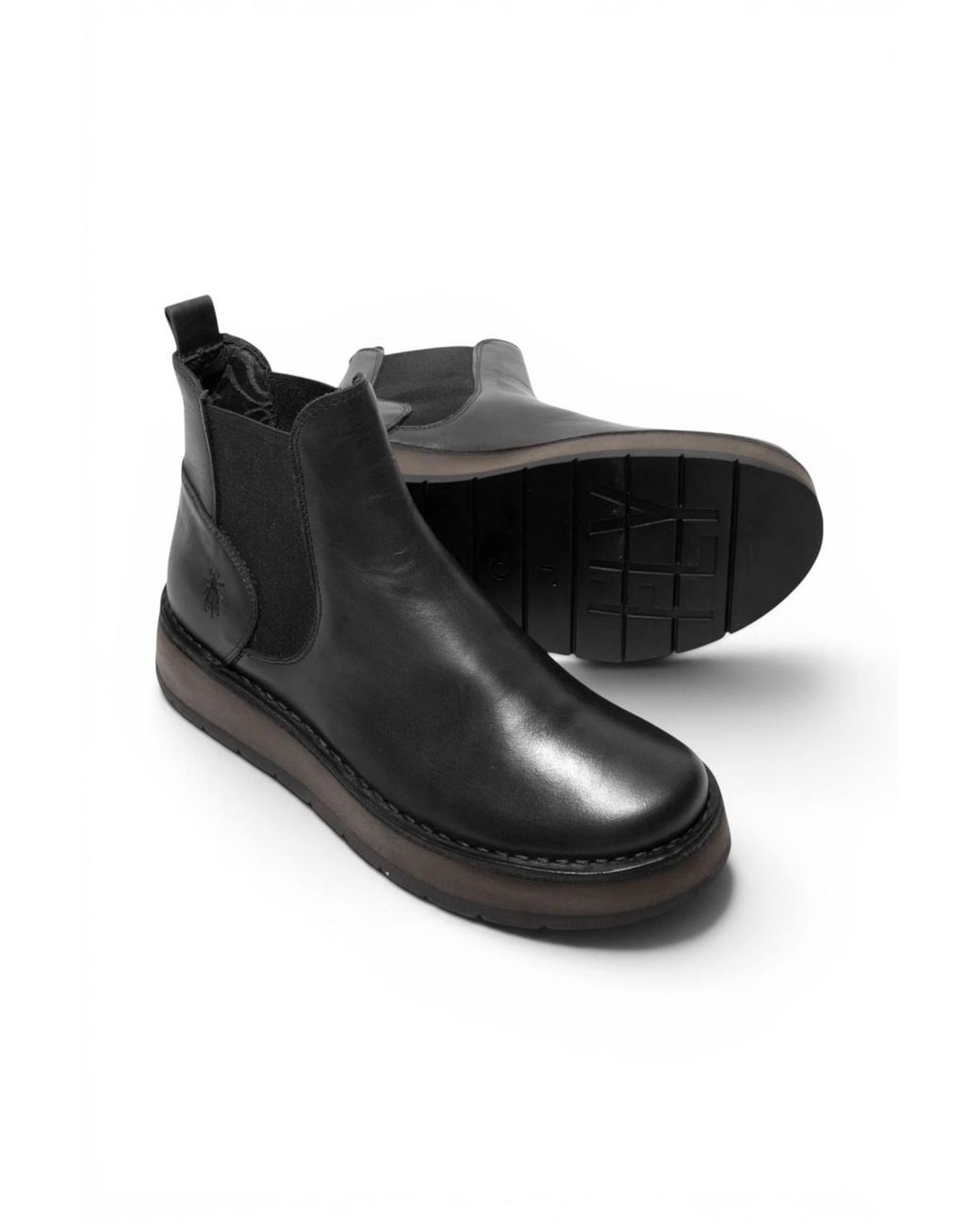 Infinity Leather Black Fly London Rawi131 Chelsea Leather Ankle Pull-On Classic Comfort Boots