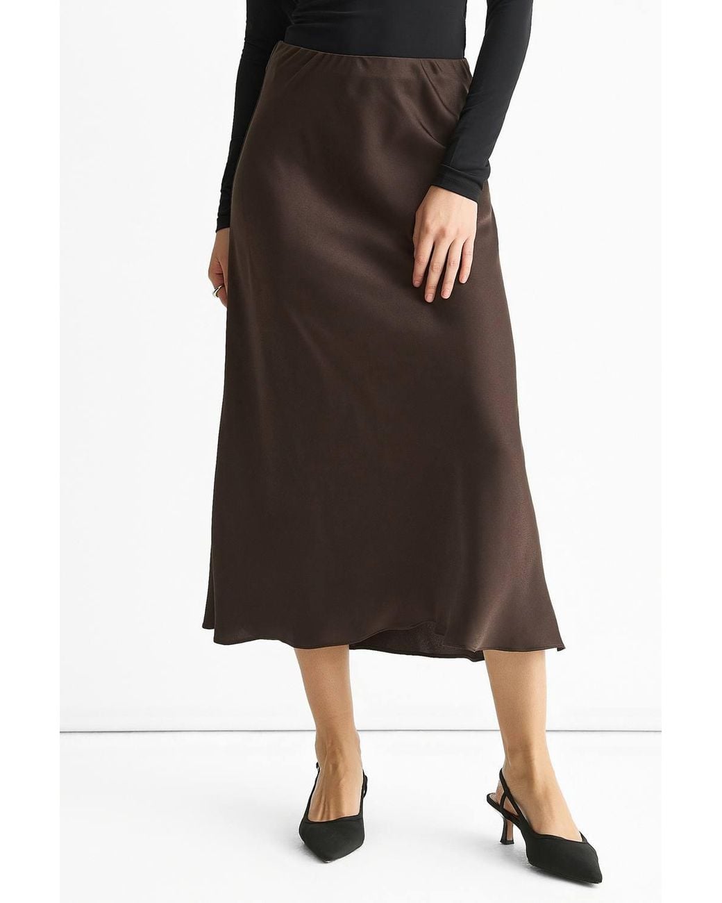 Gini London Black Bias Midi Skirt