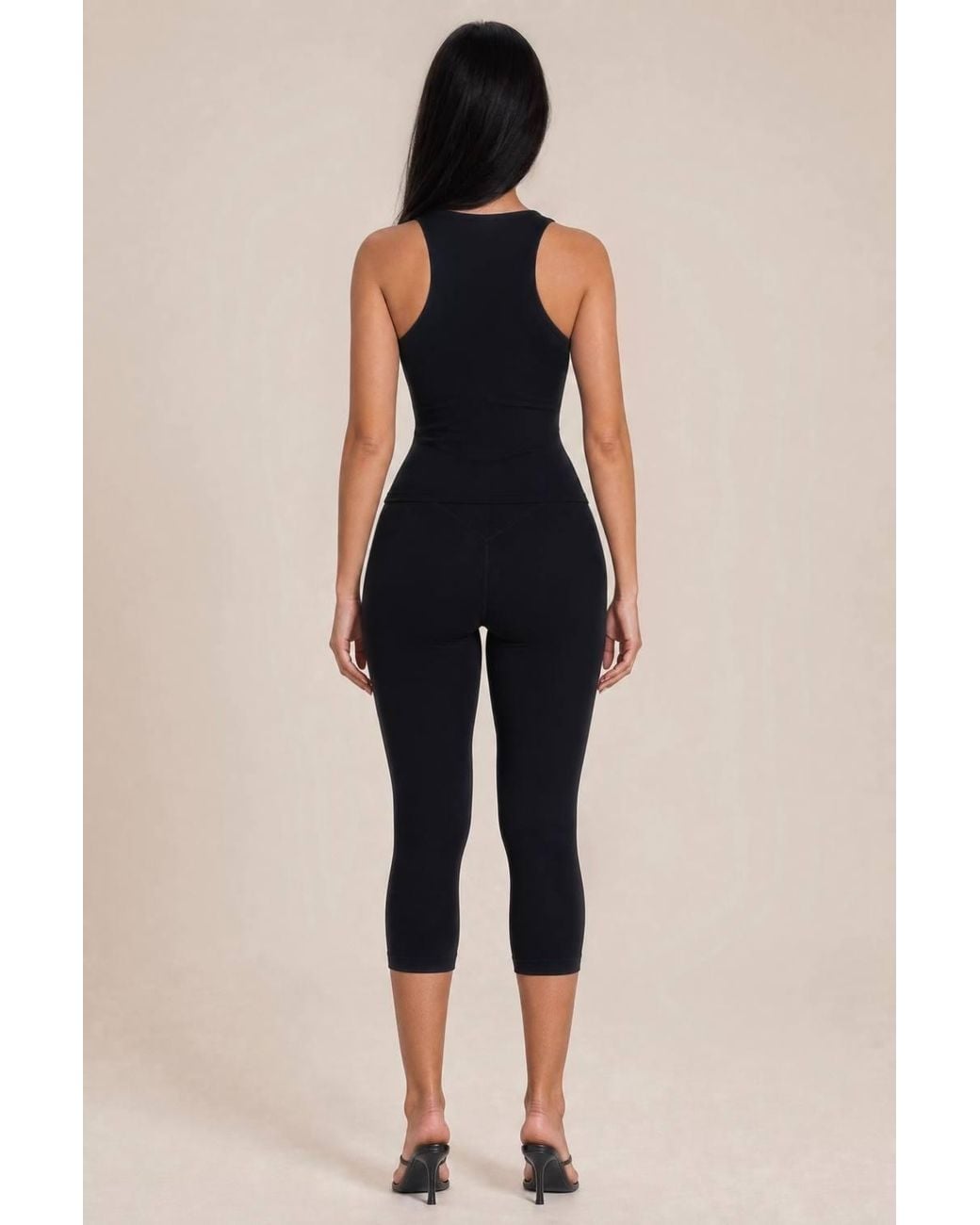 LemonLunar Blue Square Neck Double-Layer Stretch Tank Top