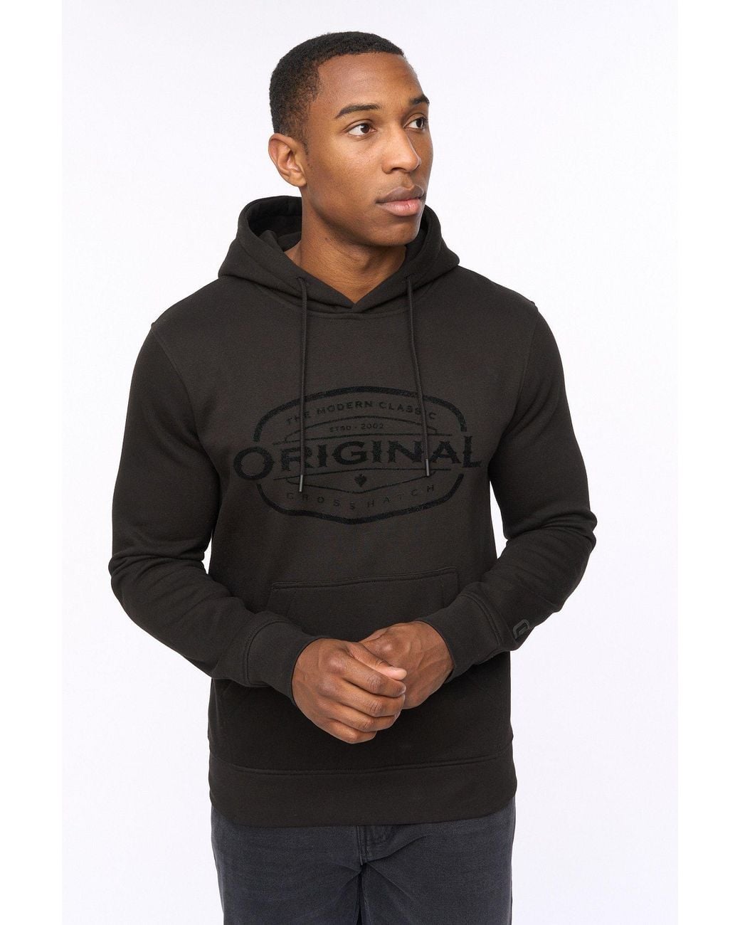 Crosshatch Black Traptons Graphic Hoodie for men