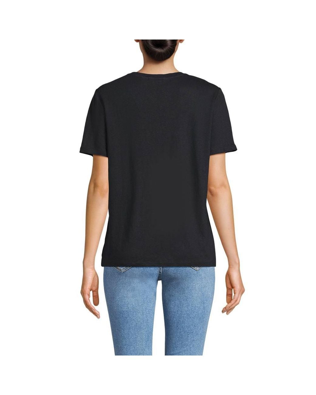 Lands' End Black Linen Blend V-Neck T-Shirt