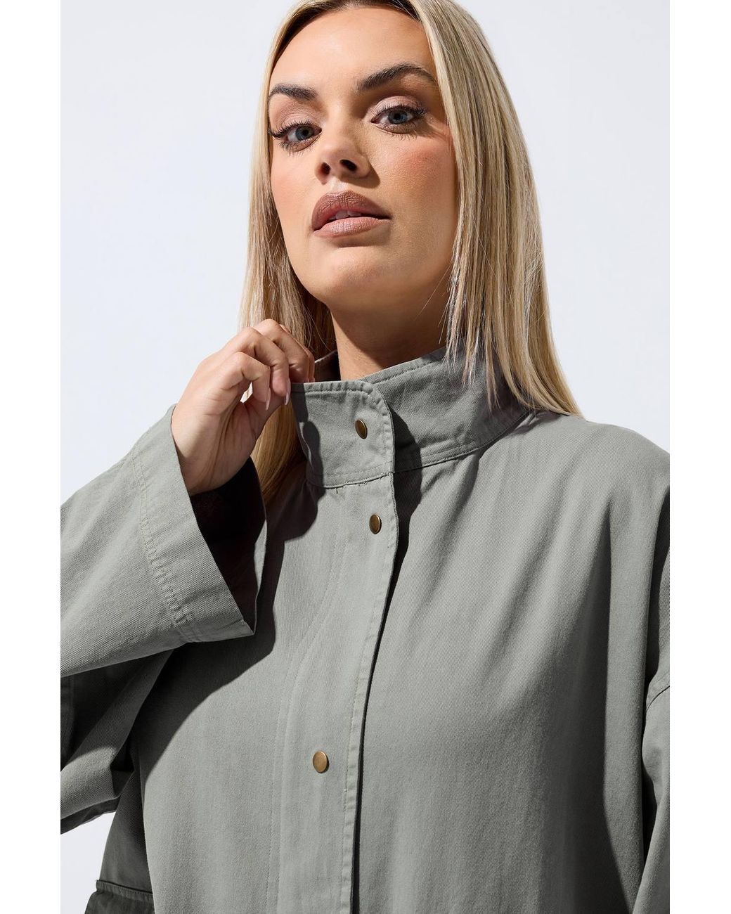 Yours Gray Funnel Neck Shacket