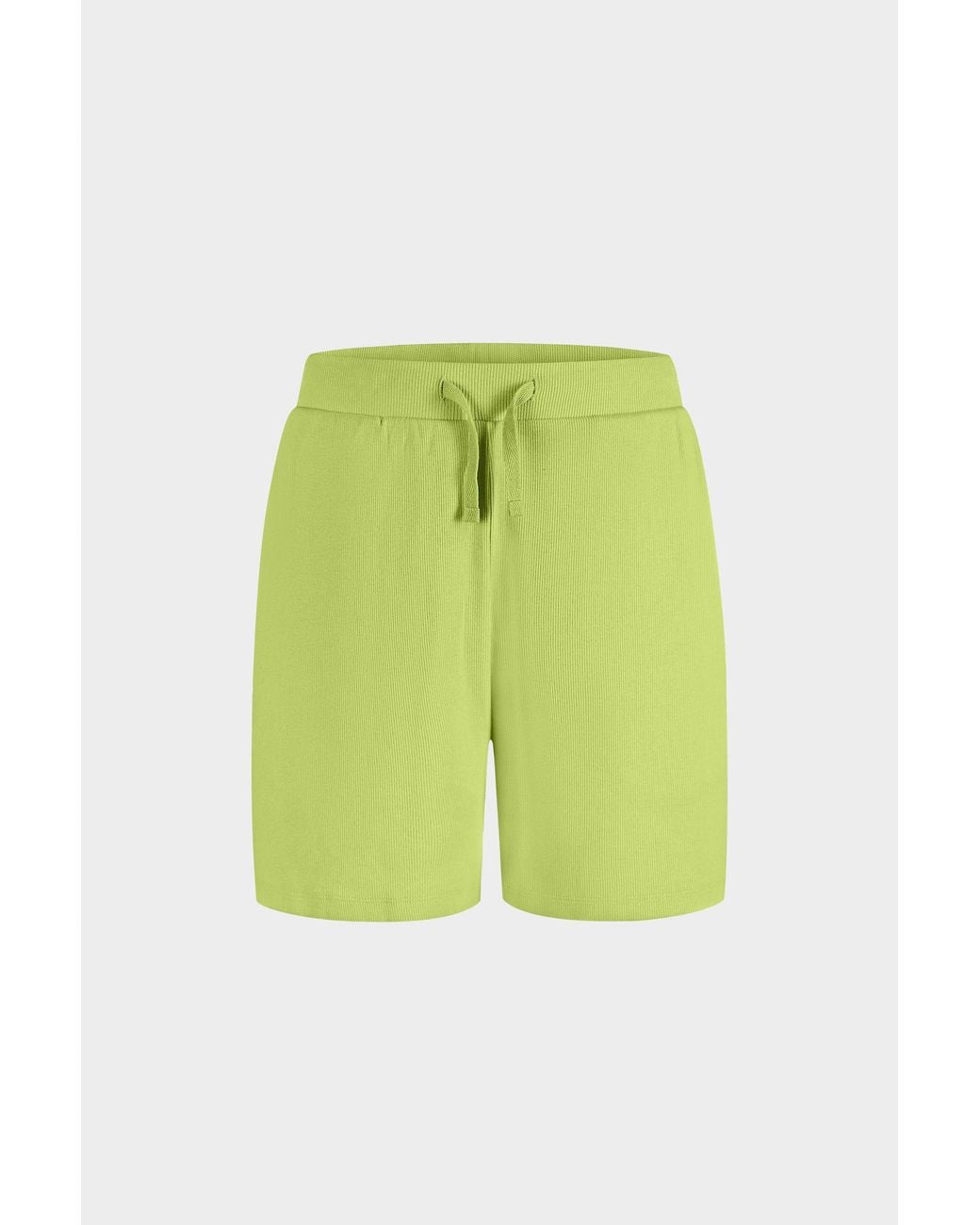 Enorsia Green Ribbed Short Sleeve Top & Shorts Pyjama Set