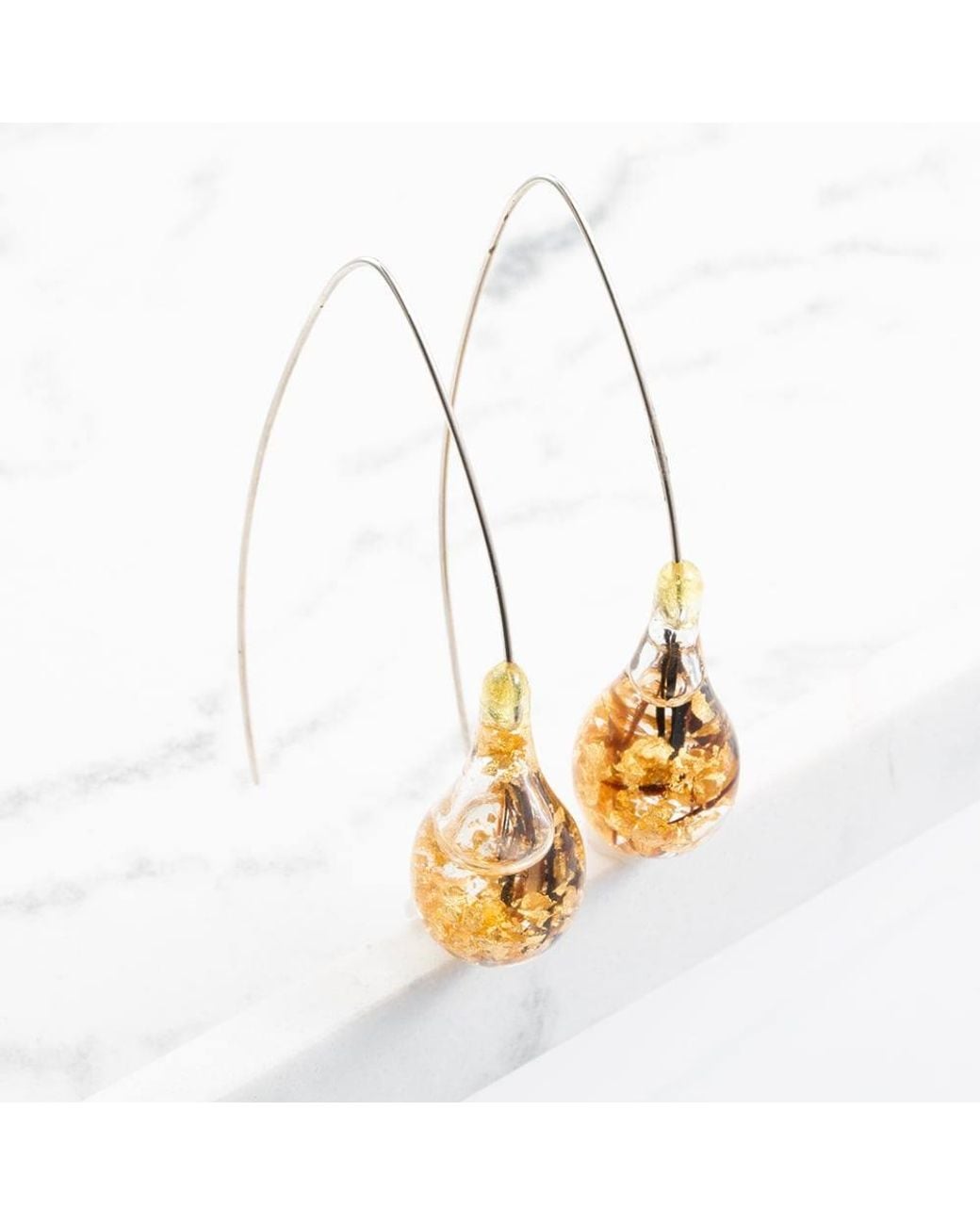 T.H.Baker Metallic Plated Bubble Leaf Dropper Earrings Tmer Sg