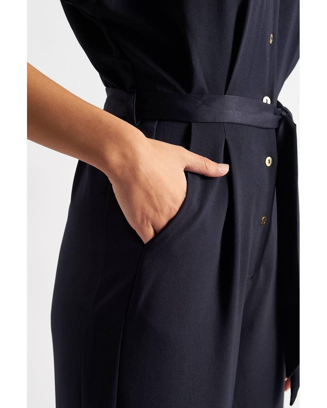 Louche Blue Angie Satin Back Crepe Jumpsuit