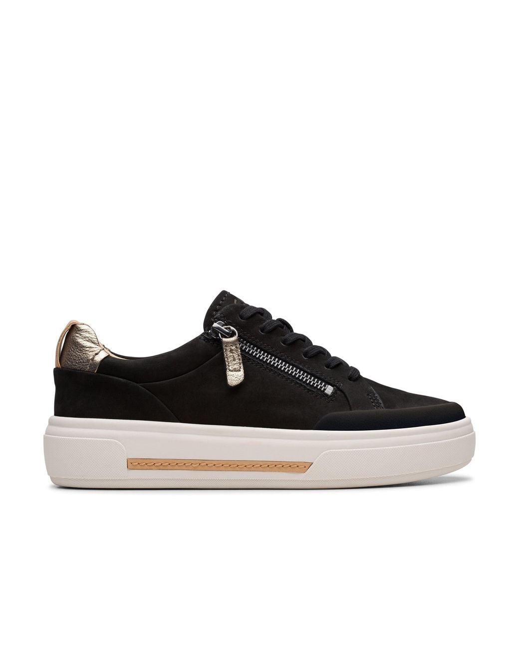 Clarks Black Hollyhock Zip Nubuck Trainers, Lace Up