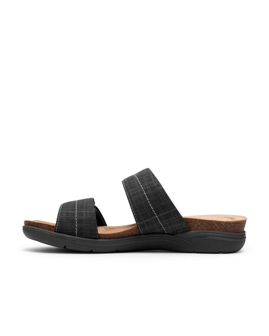 Clarks Black April Dusk Interest Flat Sandals