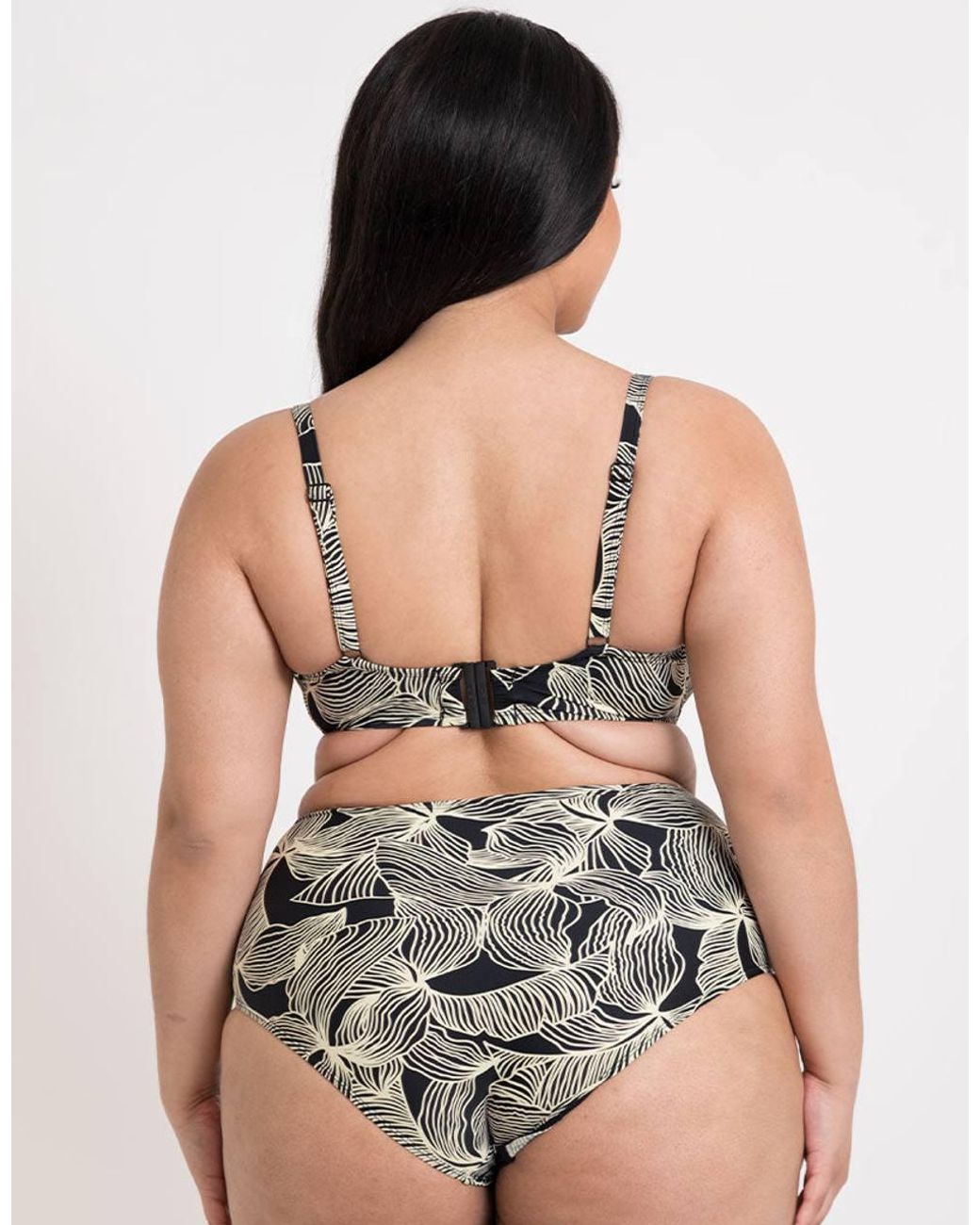 Curvy Kate Black Ripple Reef Balcony Bikini Top Underwired Padded