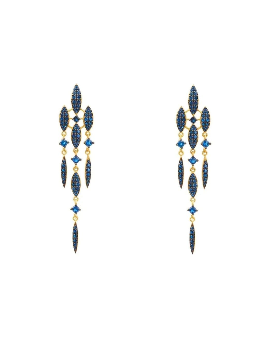 Latelita London Blue Valencia Statement Drop Earring Sapphire Cz