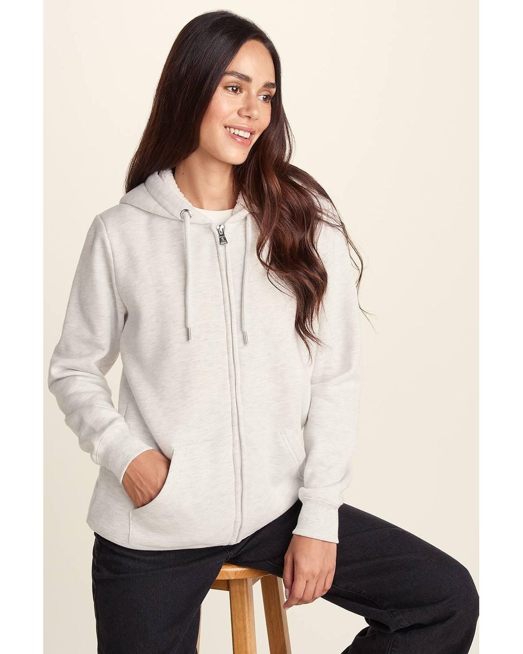 TOG24 Natural 'Bradshaw' Supersoft Sherpa Lined Zip Hoodie