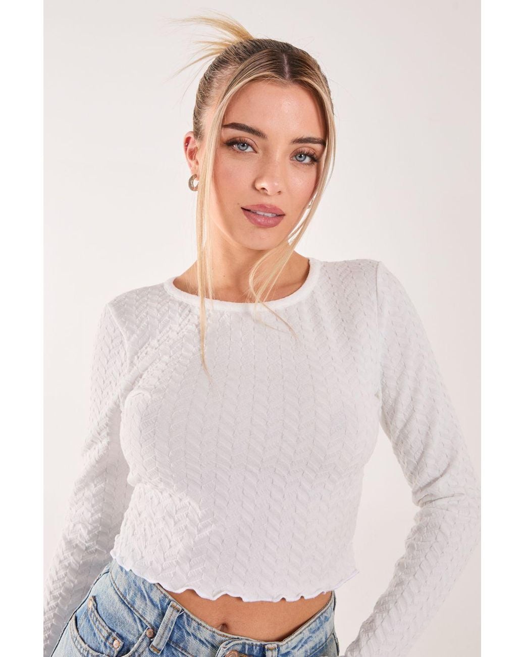 Pink Vanilla White Zig Zag Jersey Long Sleeve Top