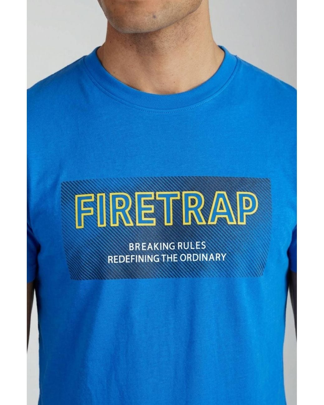 Firetrap Blue 3 Pack Regular Fit Cotton Crew T-Shirts for men