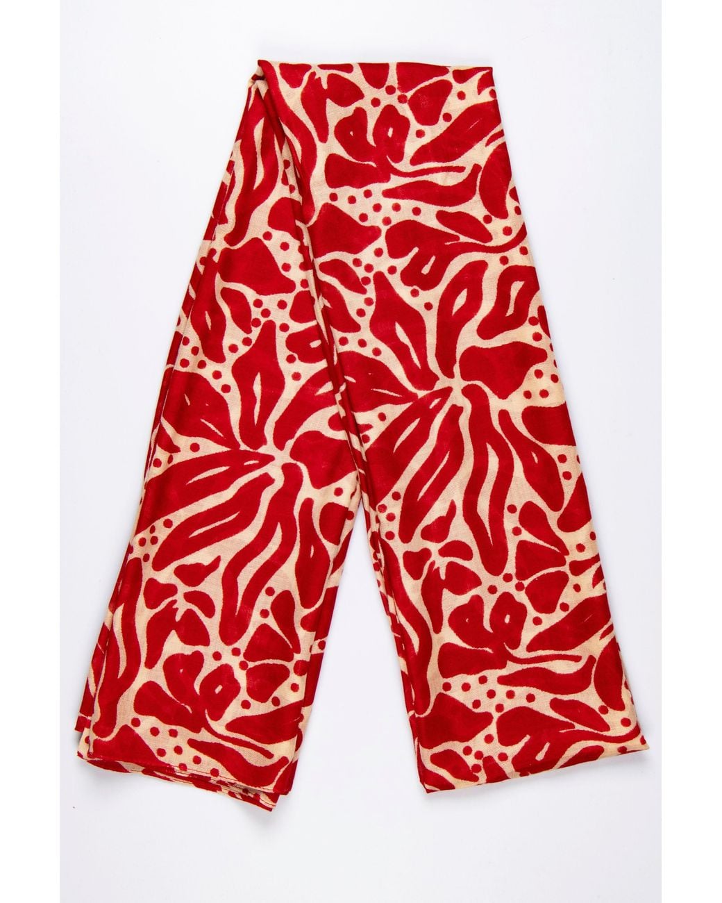 SARTA Red Allie Lightweight Floral Scarf
