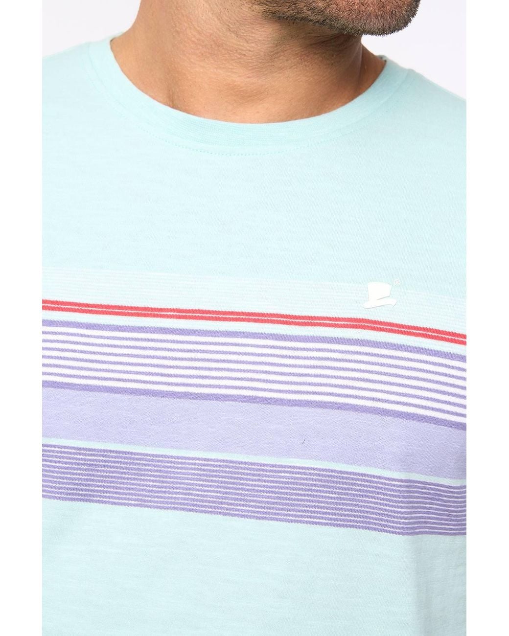 Bewley & Ritch White Laylen 100% Cotton Yarn-Dyed Stripe Crew Neck T-Shirt for men