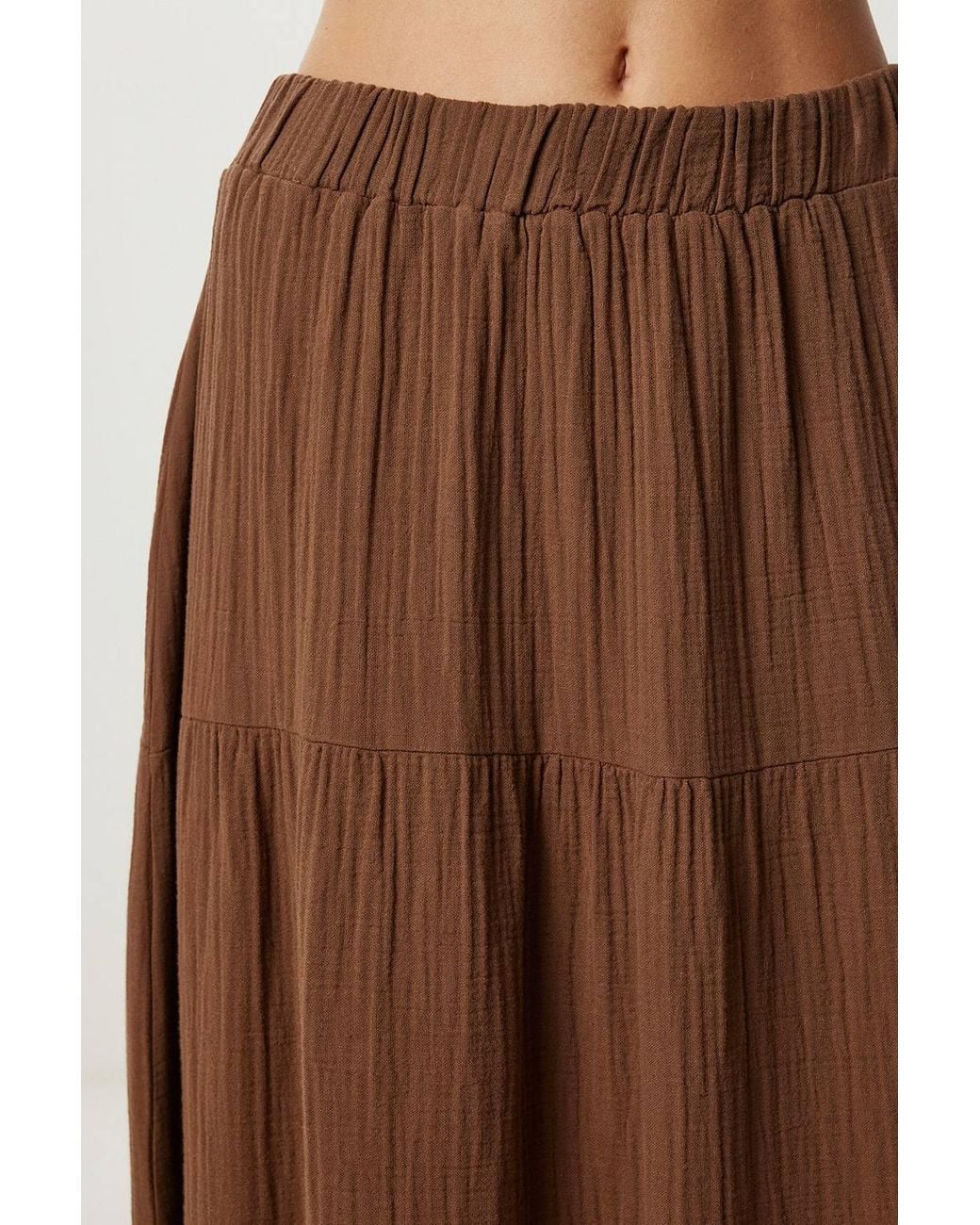 Happiness İstanbul Brown High Waist A-Line Maxi Skirt