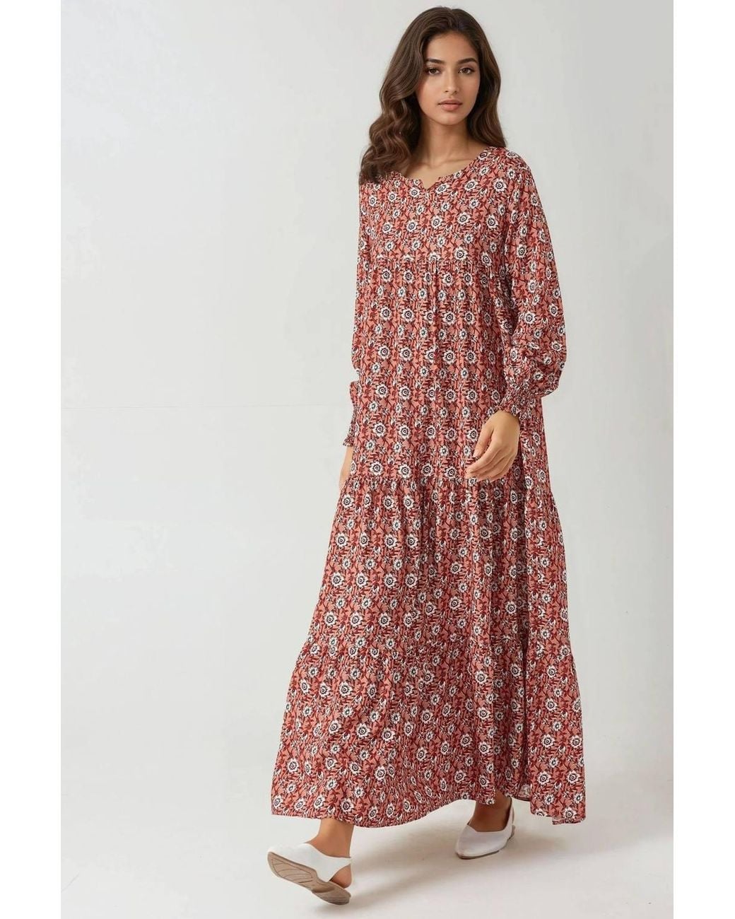 Hiccup Purple Printed Crew Neck Viscose Maxi Dress