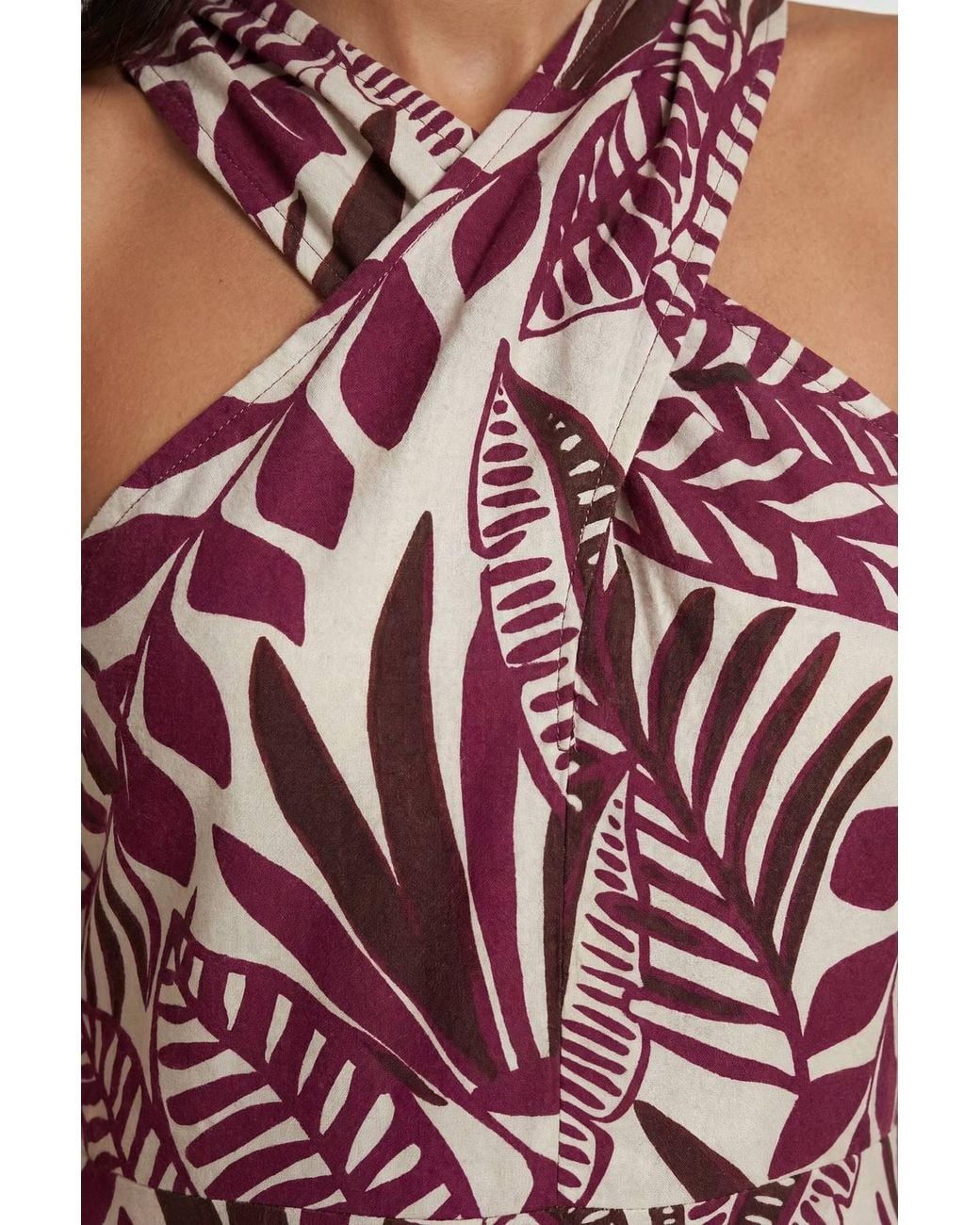 Wallis Blue Palm Print Twist Neck Maxi Dress
