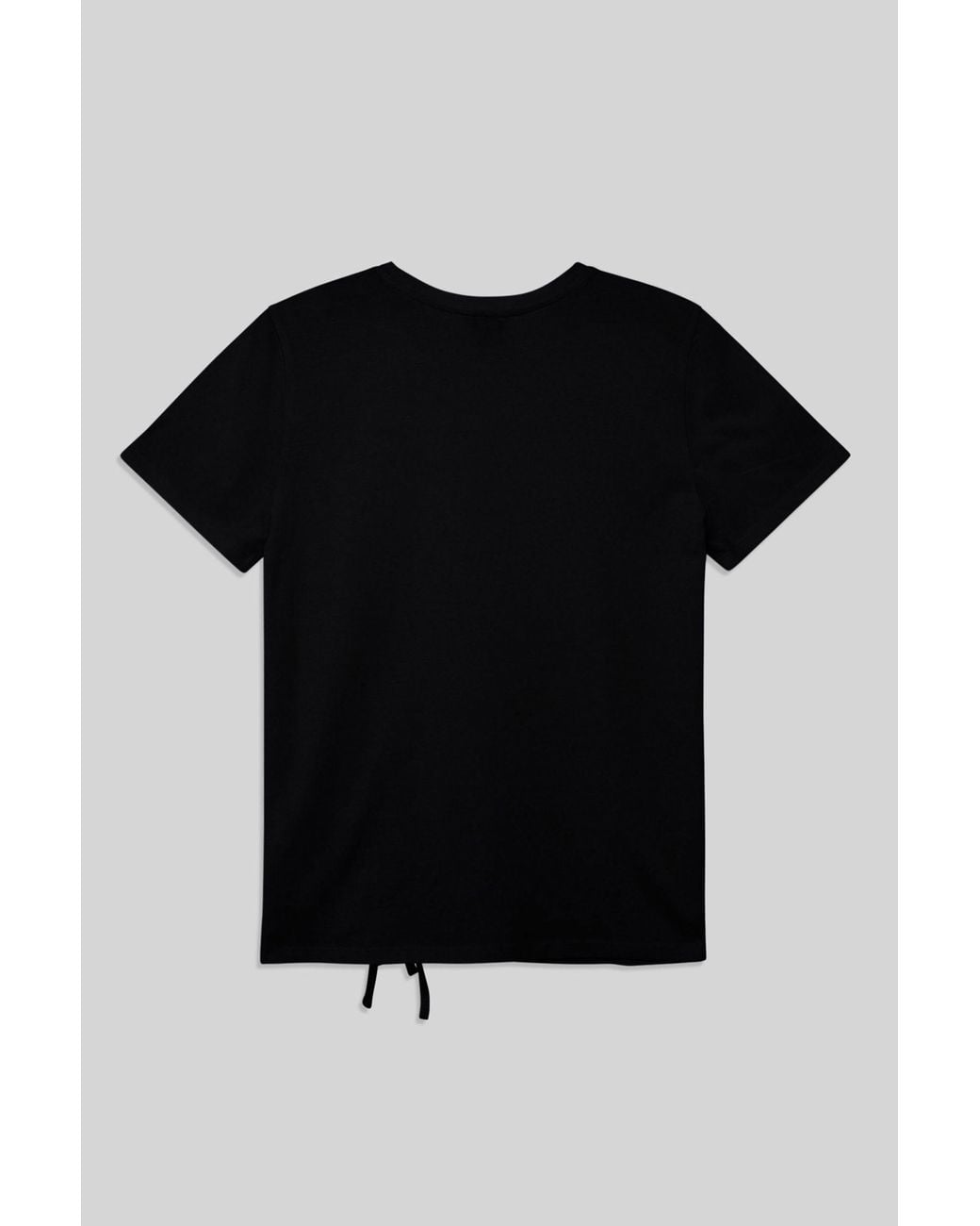 Enorsia Black Combed Cotton Ruched Front Short Sleeve T-Shirt