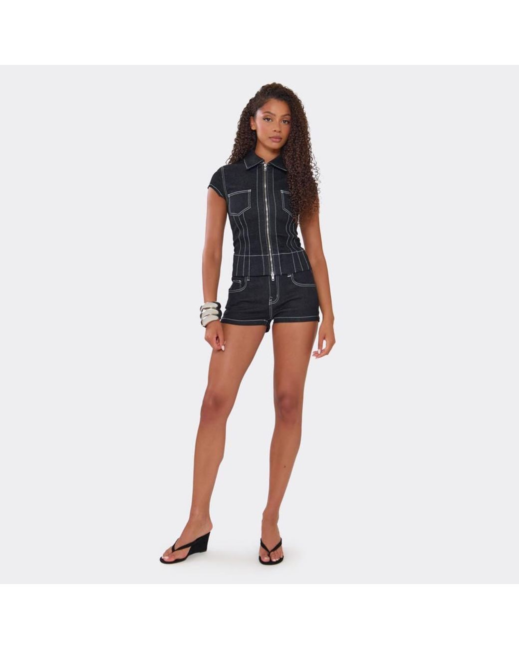 EGO Blue Denim Low Rise Mini Shorts