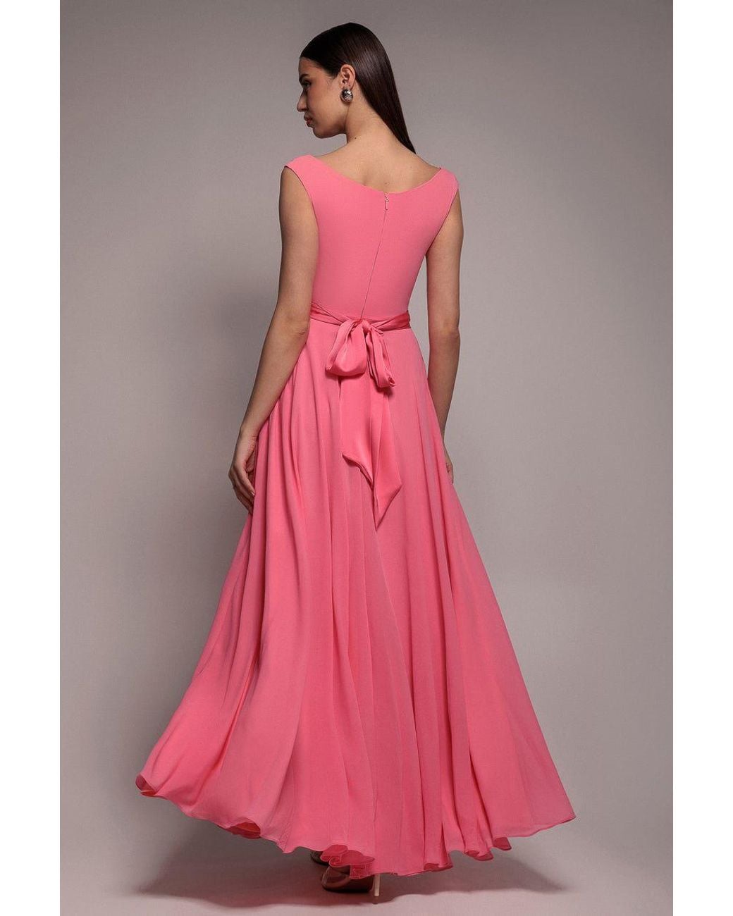 Goddiva Pink Cowl Neck Chiffon Maxi Dress