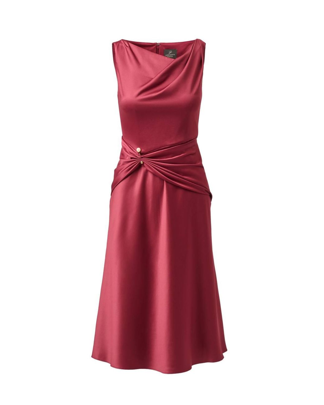 Adrianna Papell Red Cowl Satin Crepe Midi Dress