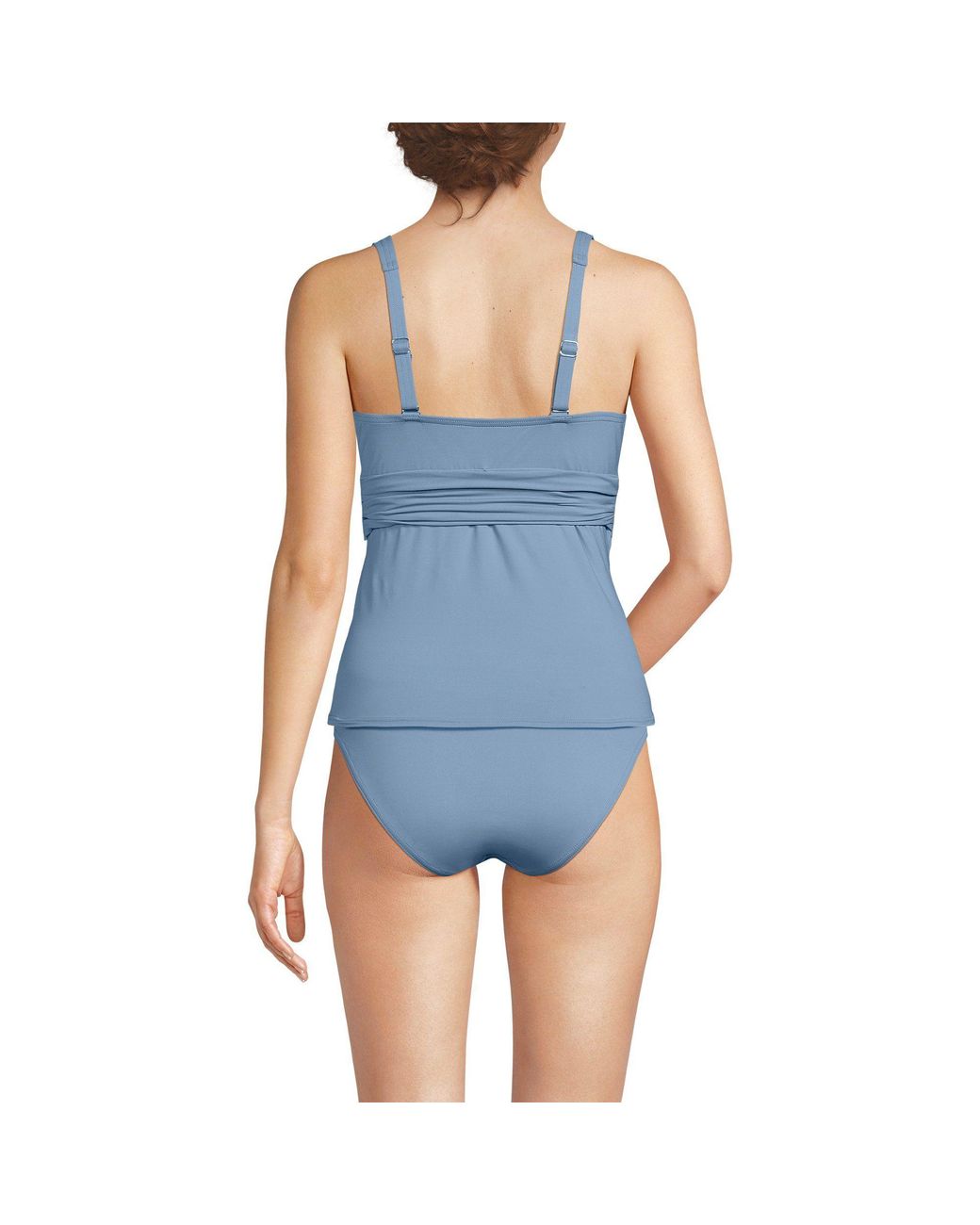 Lands' End Blue Plunge V-Neck Tankini Top, Dd Cup