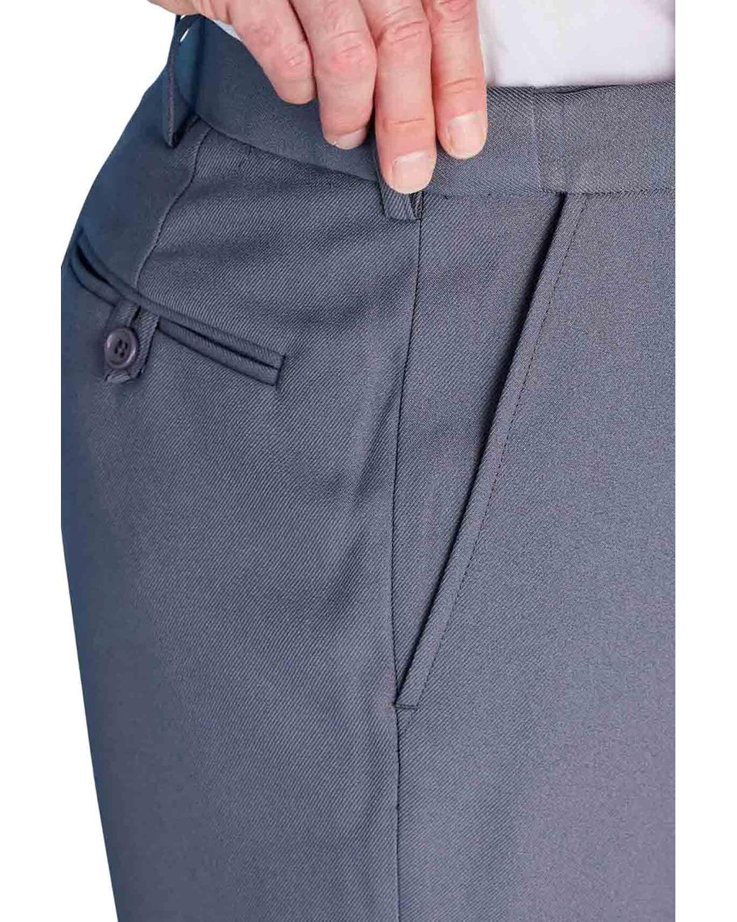 Chums Blue Smart Casual Formal Trousers With Hidden Elasticated Waist for men