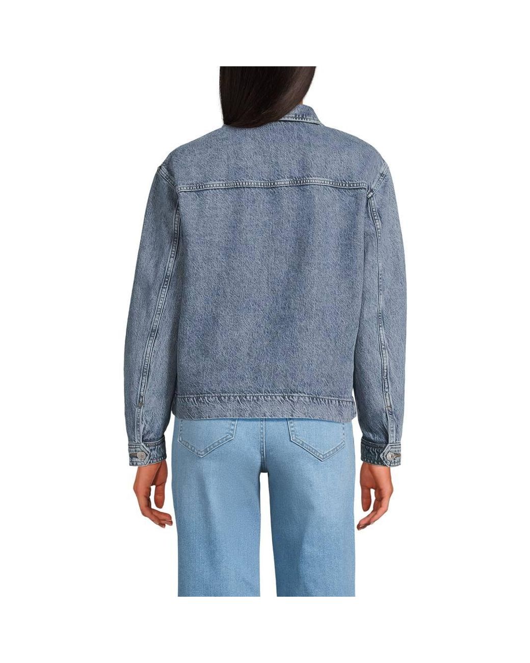 Lands' End Blue Linen Blend Jeans Jacket